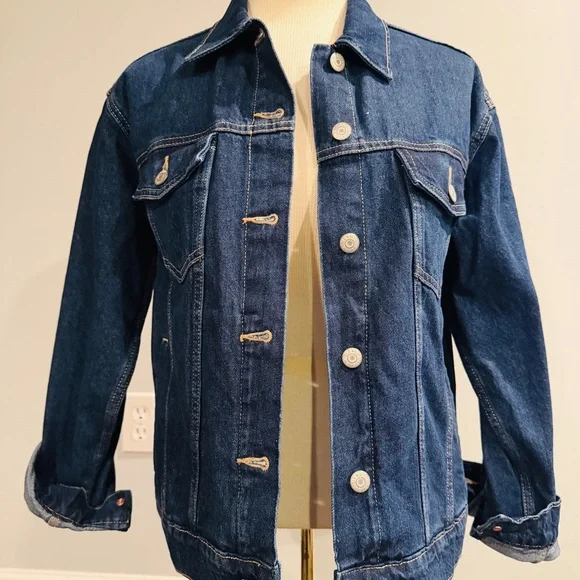 Old Navy Dark Wash Denim Jacket Women’s Medium - Picture 2 of 5